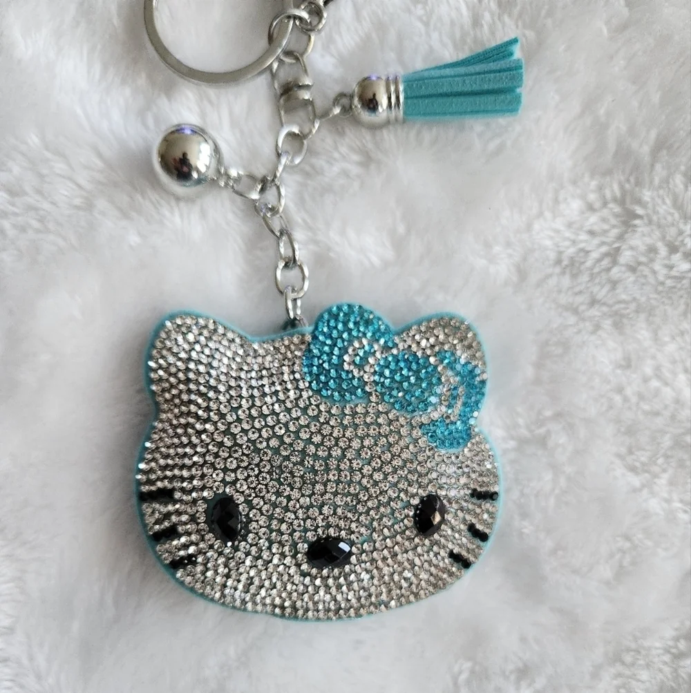 Hello Kitty Blue Rhinestone Keychain Bag Charm